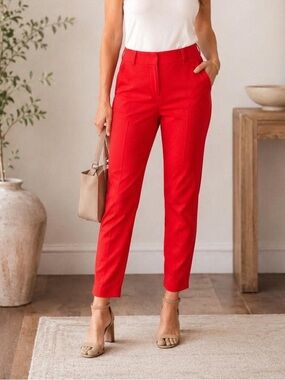 LOFT Marisa Skinny Ankle Pants Red Size 2 Career Stretch 27” Inseam